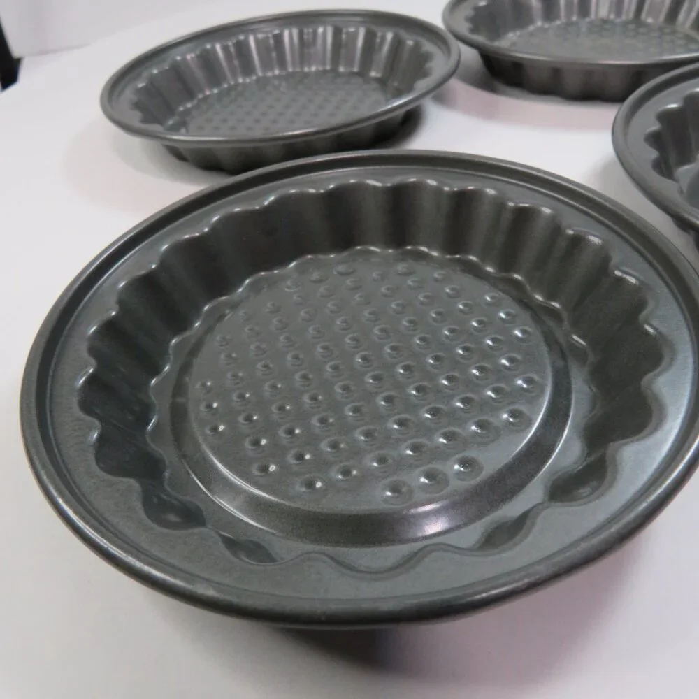 Quiche Pans /Tart Set of 4 Individual Heavy-Duty Non-Stick with Textured Bottom